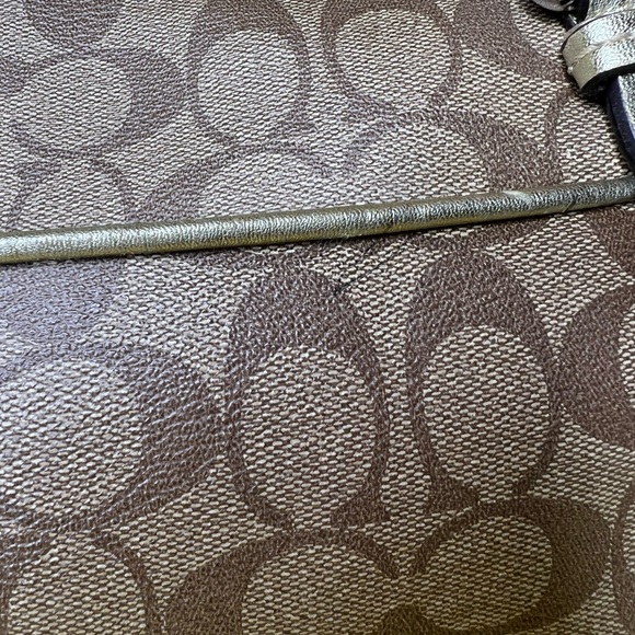 Coach Signature Women's Khaki Leather/Pvc Tote - Picture 8 of 10